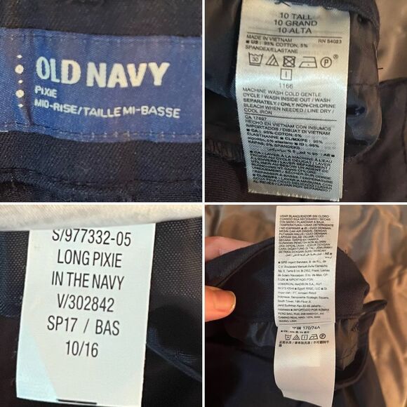 Old Navy The Pixie Mid-Rise Ankle Pants Skinny Navy 10 Tall - Picture 8 of 9